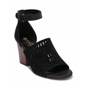 Isola Lesley Leather Peep Toe Sandals Black Sz 7